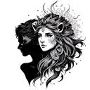 aquarius woman and Leo man tattoo design idea