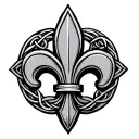 Fleur de Lis with celtic knot background black tattoo design idea
