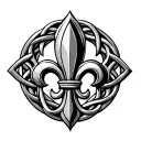 Fleur de Lis with celtic knot background black tattoo design idea