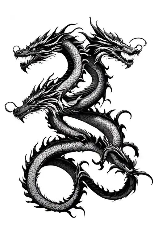 Three headed dragon wrapped tattoo design idea