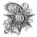 310 area code surrounded with swirl star surrounded tattoo design idea