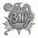 310 area code surrounded with swirl star surrounded tattoo design idea