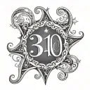 310 area code surrounded with swirl star surrounded tattoo design idea