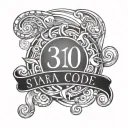 310 area code surrounded with swirl star surrounded tattoo design idea