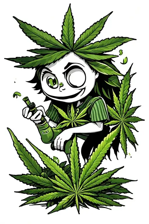 cartoon characters getting high on weed tattoo design idea