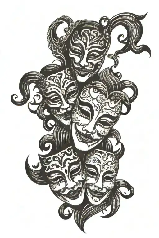 theatre masks one happy one sad tattoo design idea