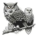 owl and bald eagle tattoo design idea