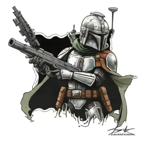 mandalorian with an ak47 tattoo design idea