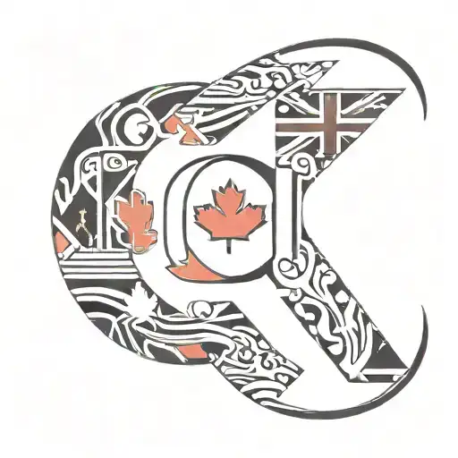 loop made from 3 letter A's, containing, Canadian and Australian flag elements   tattoo design idea