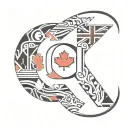 loop made from 3 letter A's, containing, Canadian and Australian flag elements   tattoo design idea