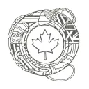 loop made from 3 letter A's, containing, Canadian and Australian flag elements   tattoo design idea