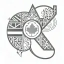 loop made from 3 letter A's, containing, Canadian and Australian flag elements   tattoo design idea