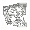 loop made from 3 letter A's, containing, Canadian and Australian flag elements   tattoo design idea