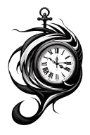 Nautical Clock tribal tattoo design idea