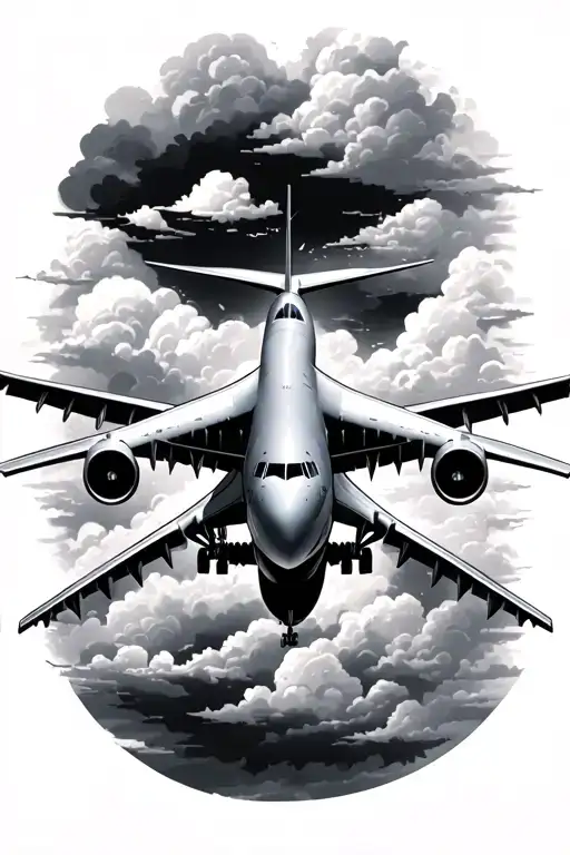 747 plane with tail tattoo design idea