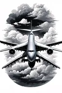 747 plane with tail tattoo design idea