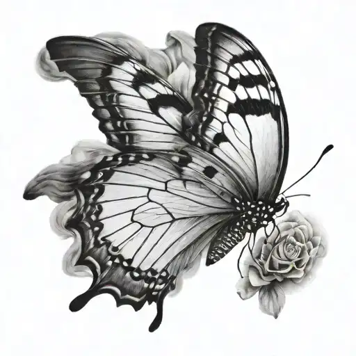butterfly half smoke half realist tattoo design idea