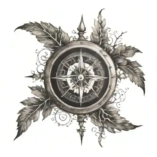 compass,earth,fire,water,air,time,space,existence,tree of life intertwined tattoo design idea