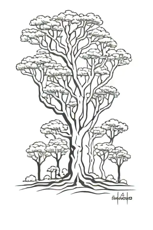 fake plastic trees by radiohead tattoo design idea