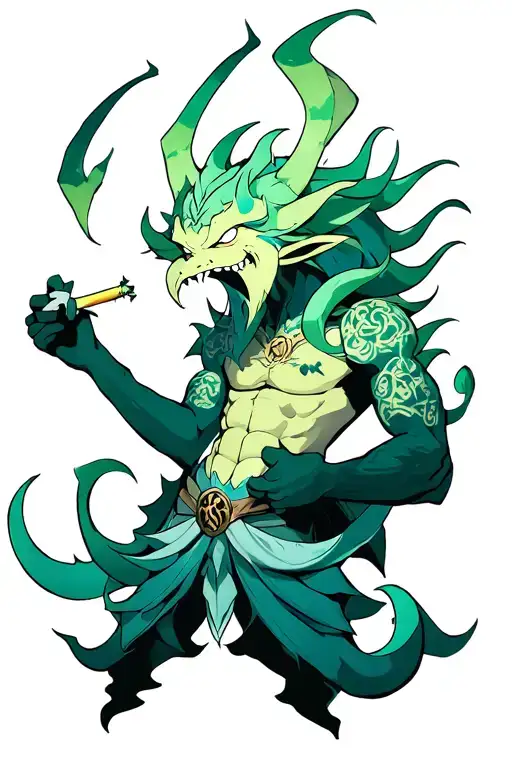 meliodas demon form holding a joint tattoo design idea