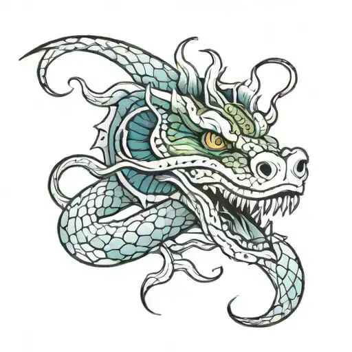 sea serpent head tattoo design idea
