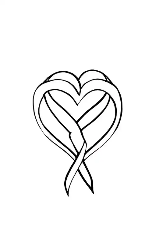 lung cancer ribbon intertwined hearts tattoo design idea