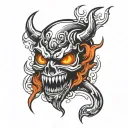 Fire burning inner demon tattoo design idea