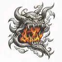 Fire burning inner demon tattoo design idea