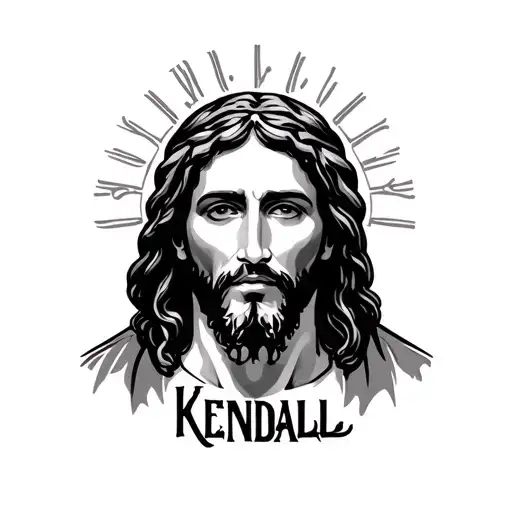 JESUS ​​CRUZ WITH THE NAME KENDALL tattoo design idea