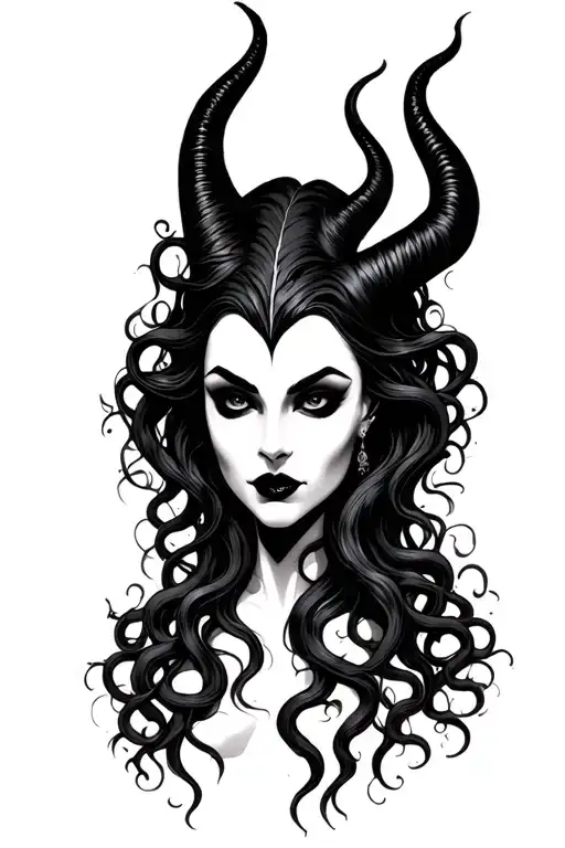 maleficent and Medusa combined together tattoo design idea