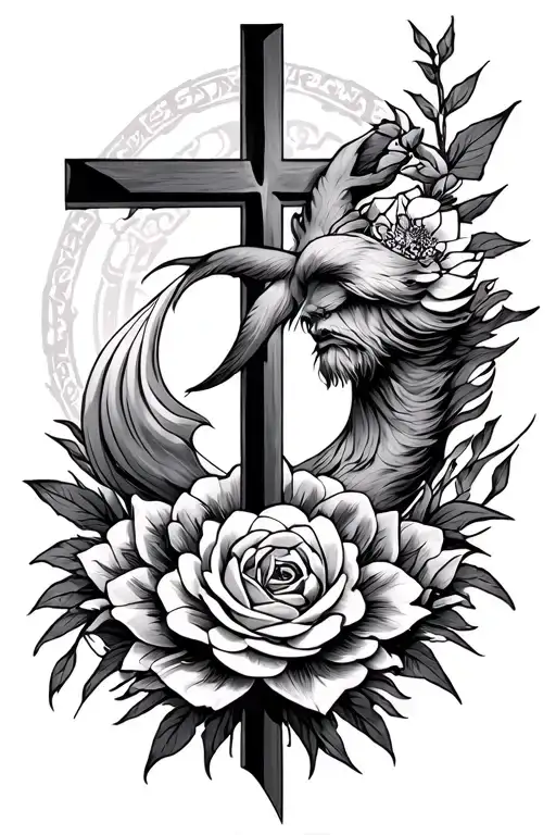 masculine christian tattoo with japanese design tattoo design idea