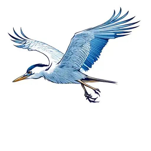 flying blue heron tattoo design idea