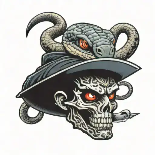 Muffin, Snake with Samurai head with helmet tattoo design idea