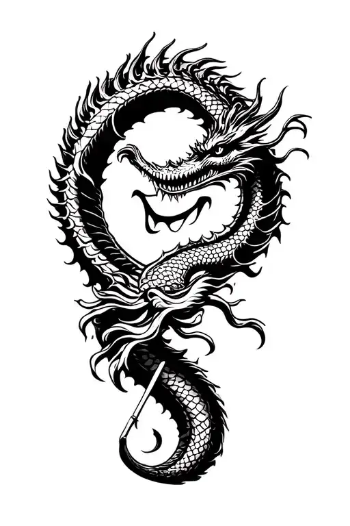 dragon boat inside representing the client's strength and smiling tattoo design idea