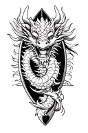 dragon boat inside representing the client's strength and smiling tattoo design idea