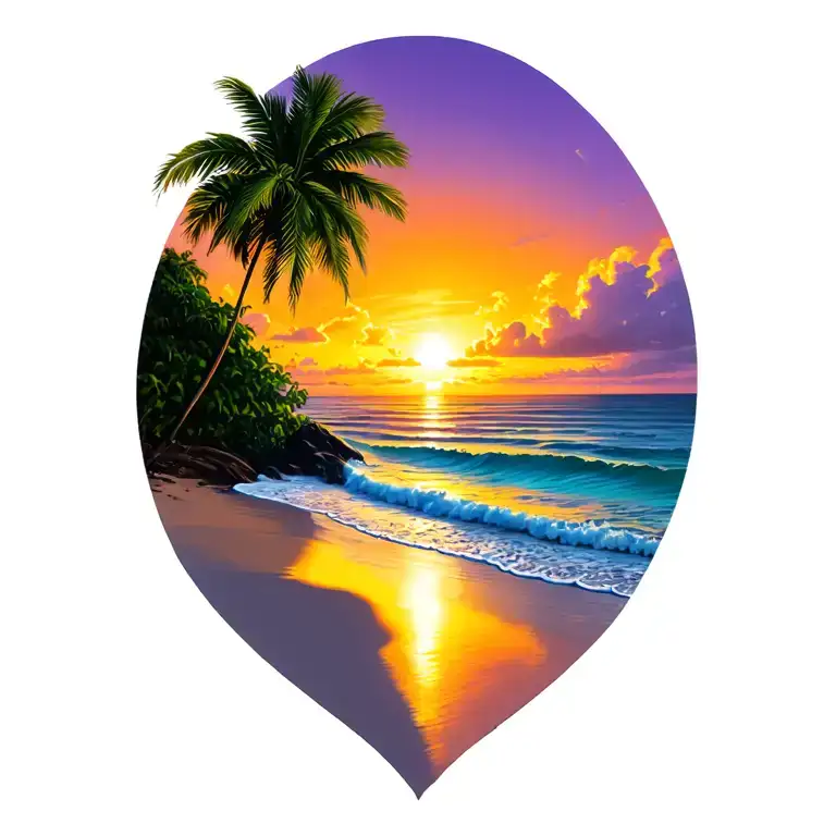Guanacaste Costa Rica Sunset Beach with burnt orange, yellow, light pink and deep purple tattoo design idea