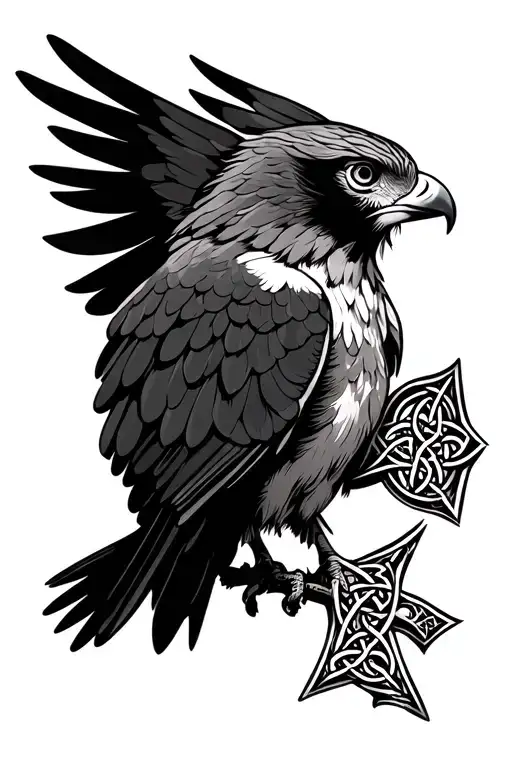 polish falcon Irish Celtic cross tattoo design idea
