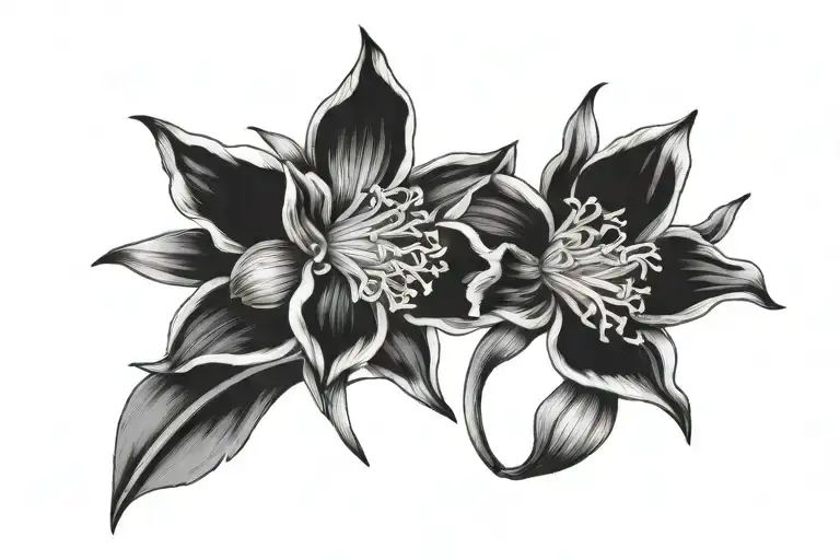 aster daffodil flowers tattoo design idea