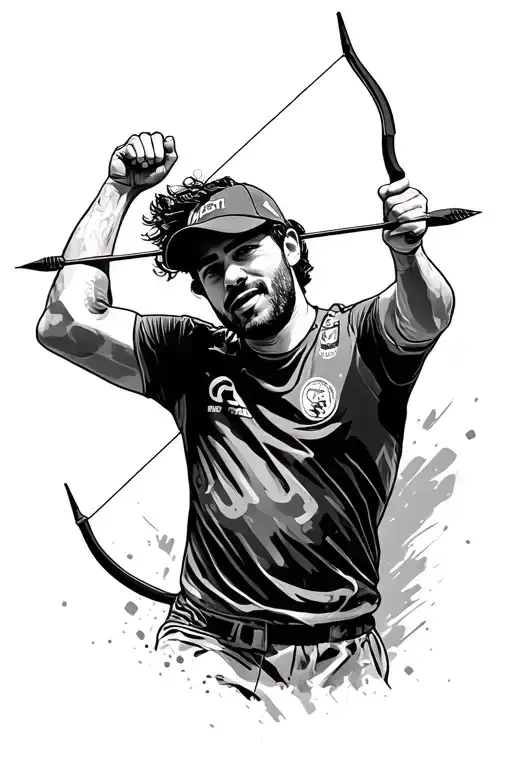 fernando alonso simple outline of him doing bow and arrow celebration tattoo design idea