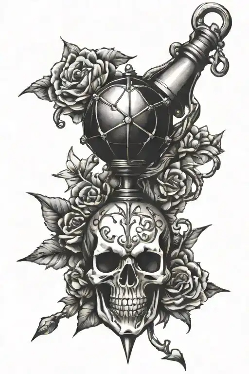 mace hanging tattoo design idea