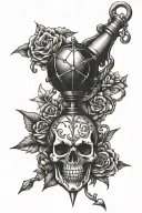 mace hanging tattoo design idea