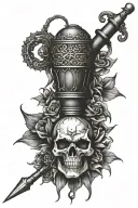 mace hanging tattoo design idea