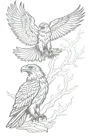 Eagle and Wolf silhouette tattoo design idea