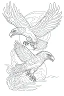 Eagle and Wolf silhouette tattoo design idea