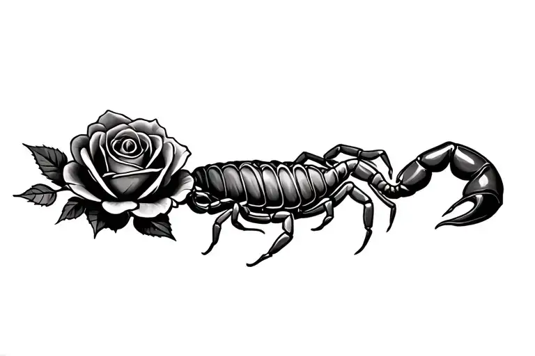 rose with a scorpion climbing on it tattoo design idea