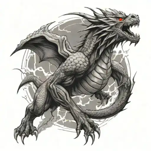 king ghidorah Lion Lightning tattoo design idea