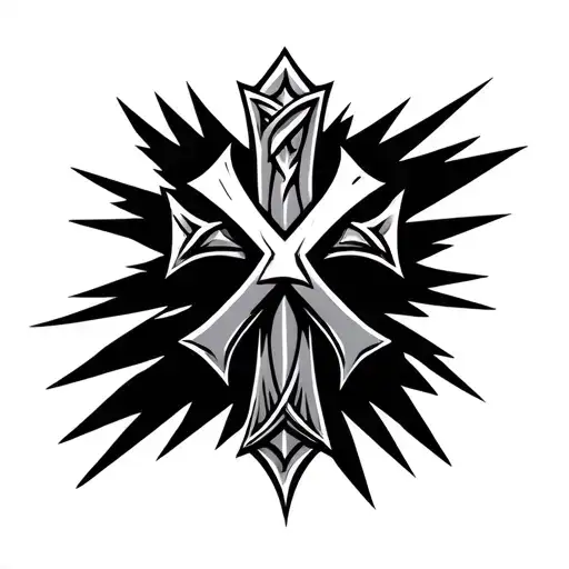 Nordic Cross with lightning tattoo design idea