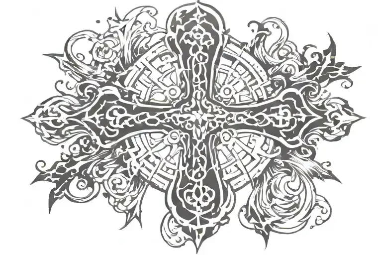 Flamel's cross, symbol of alchemy tattoo design idea