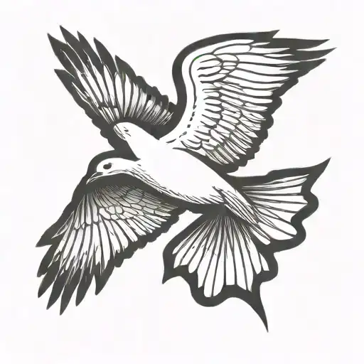 outline of a dove flying with dad memorial tattoo design idea