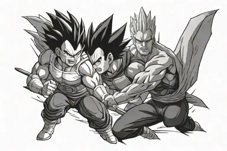 vegeta and Sasuke Uchiha fight tattoo design idea
